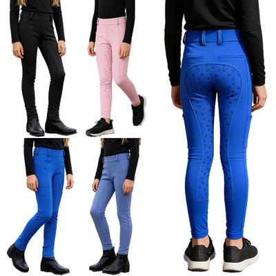 Children’s Anti-slip Full Seat Riding Breeches Sports Pants Leggings with Multiple Pockets for Boys Girls Equestrian Use