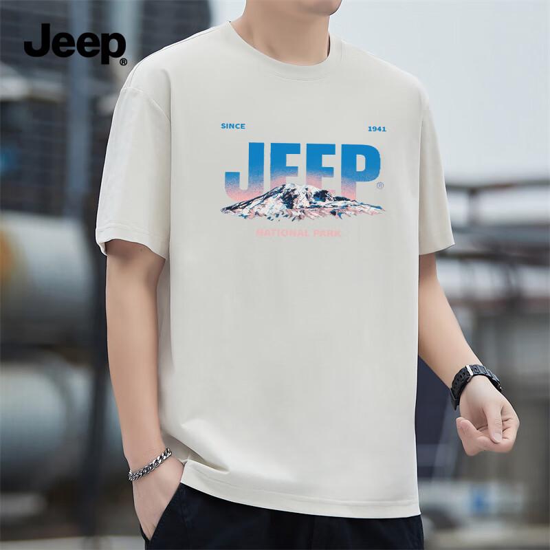 JEEP Men's Pure Cotton Casual Short Sleeve T-Shirt