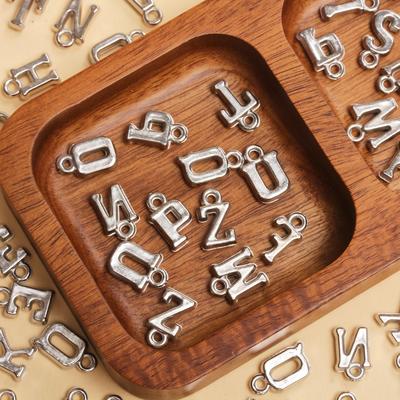 50Pcs A-Z14-16mm*8-9mm Handmade Accessories Pendant Letter Keychain Bracelet Necklace Jewelry Making Crafts Jewelry