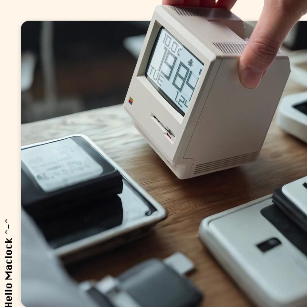 New Computer-Inspired Retro MacLock Clock Calendar Temperature Pixel Alarm Clocks Wake-Up Tool Adjustable Brightness Desk Clocks