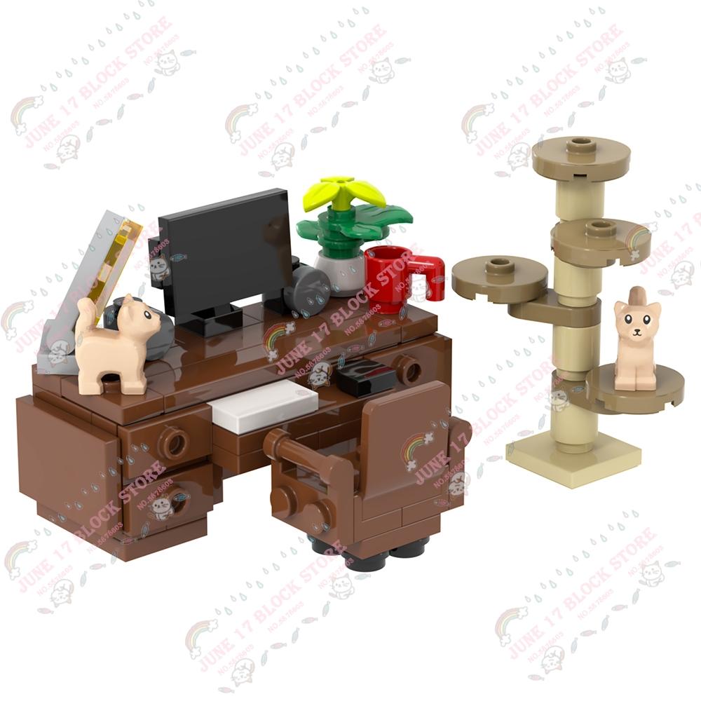 MOC City Series Domácí stůl Kompatibilní Herní stoly Stavebnice Dárek pro přátele Vzdělávací hračky pro děti Dospělé Sestavené kostky