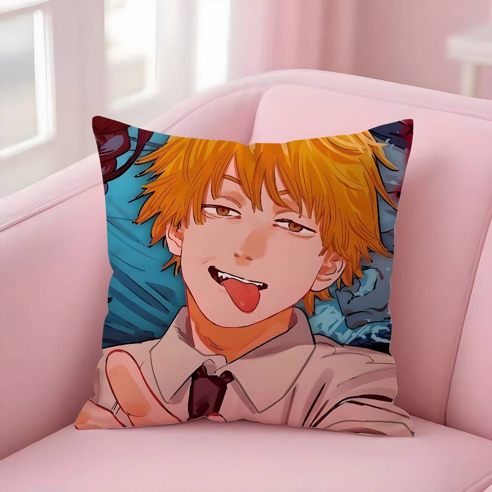Popular Anime C-Chainsaw Mans Pillow Case Soft Plush Fabric Double Sided Print Decorative Home Living Room Gift Cushion Cover