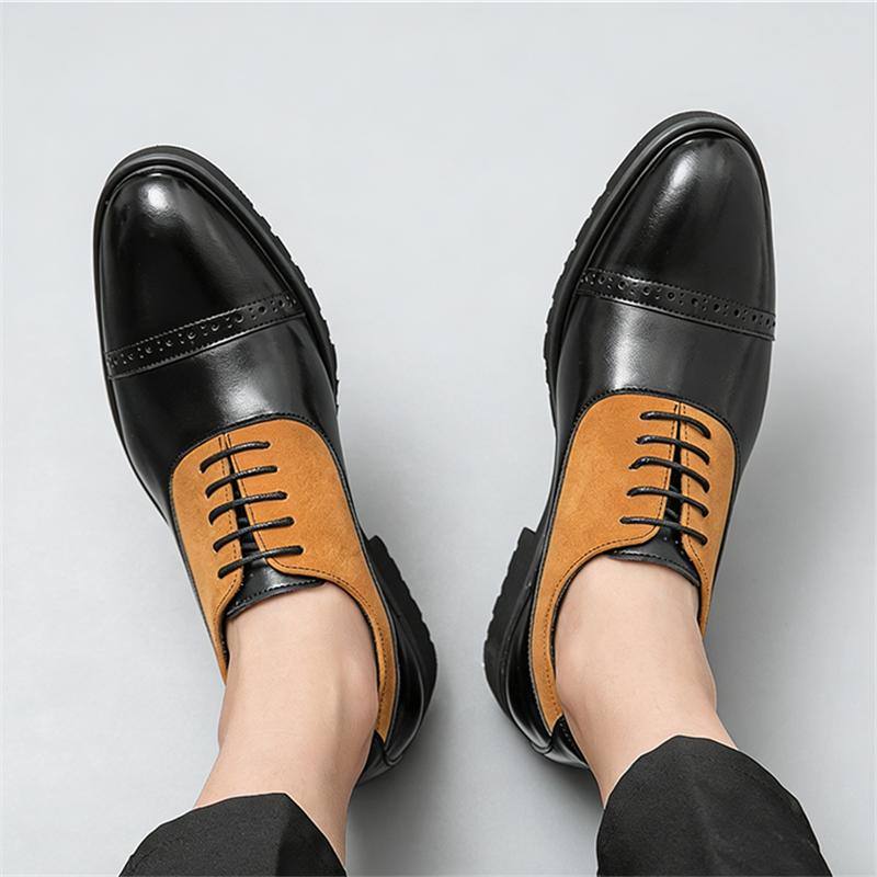 New Britain Lace Up Suede Patchwork Oxford Leather Shoes for Men Dress Wedding Prom Homecoming Footwear Sapatos Tenis Masculino