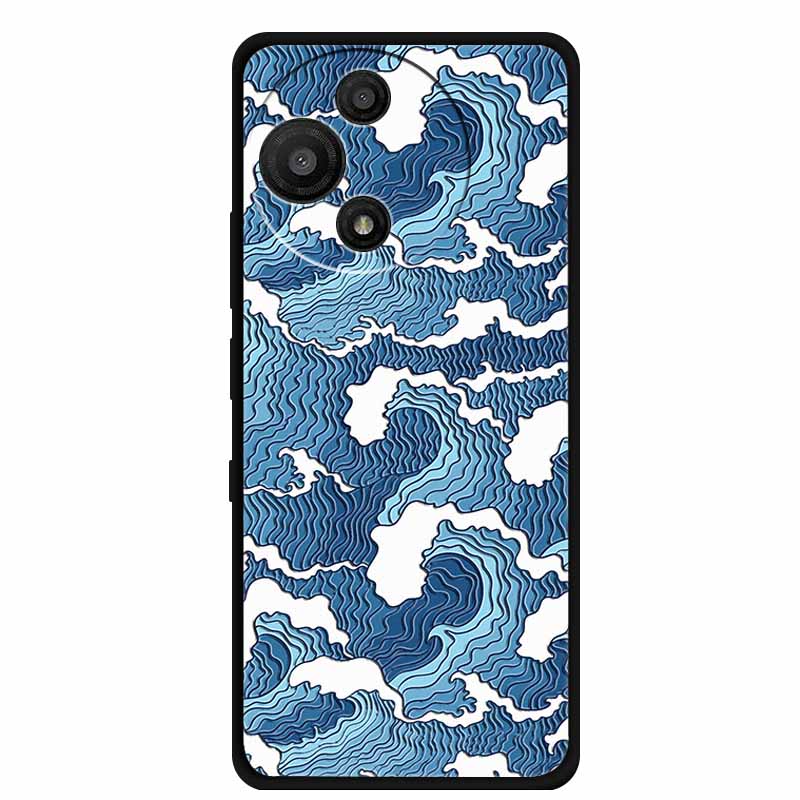 For TCL 60 SE Nxtpaper Case 3D Emboss Relief Flowers Black TPU Silicone Soft Back Cover Cases For TCL 60R Case 6.7" Fundas Bag