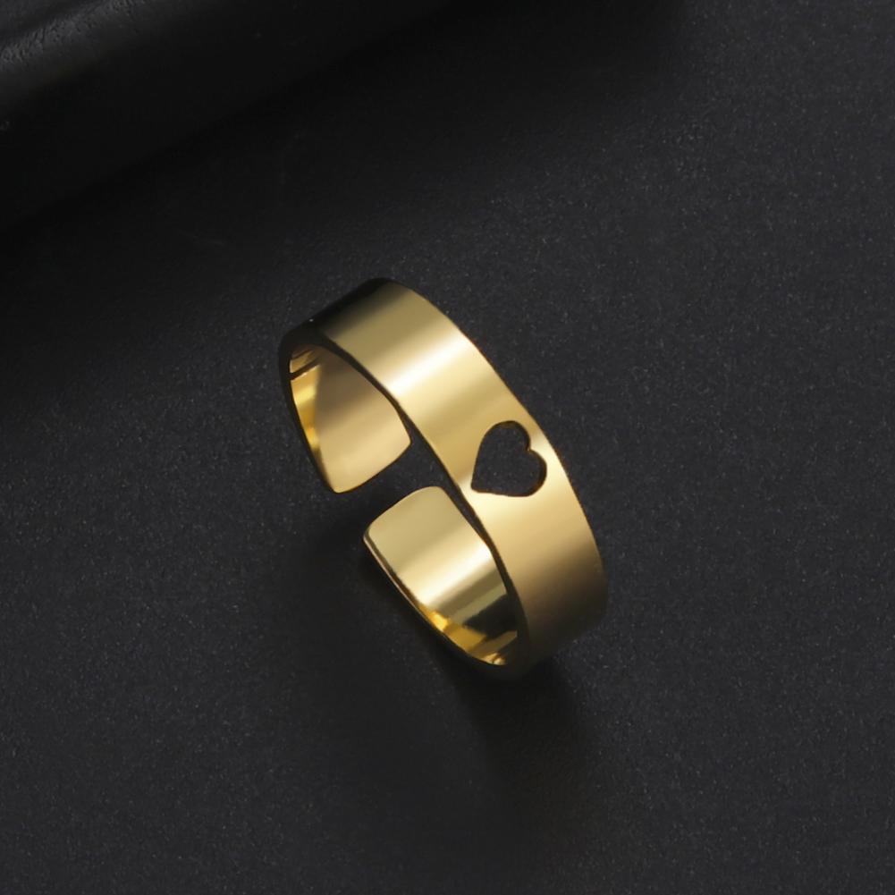 Customized Name Letter Heart Shaped Couple Ring Stainless Steel Simple Love Open Adjustable Ring Fashion Couple Gift