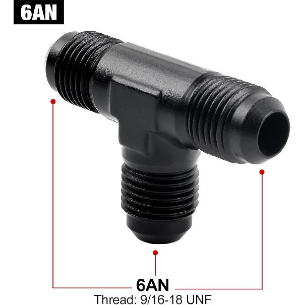 EVIL ENERGY 6AN Male Flare Tee Fitting Adapter T Union Aluminum Black