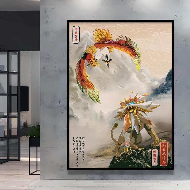 Poster and Painting  Mewtwo Charizard Christmas Gifts Home Room Picture Wall Art Classic Spray Printing Canvas Painting