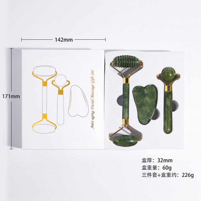 Natural Jade Facial Roller Set With Gua Sha Tool Face Massage Skin Care