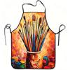 1pc Colorful Paint Brush Art Print Apron, Durable and Easy To Clean, Adjustable Waistband, Polyester Material, for Kitchen Cooki