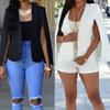 Fashion Solid Color Women Split Cape Slim Fit Business Blazer Suit Jacket Coat