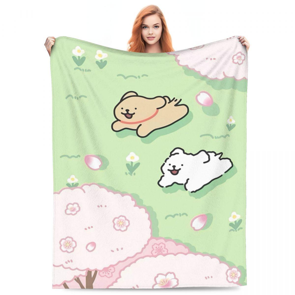 

Line Puppy Maltese Playing Blanket Quality Super Soft Bedding Throws Winter Picnic Couch Chair Graphic Bedspread 75x90cm