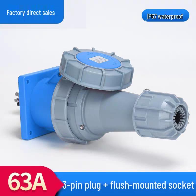 63A/125A Waterproof Aviation Plug Socket: 3-Pin, 4-Wire, 5-Hole, 3-Phase Connector