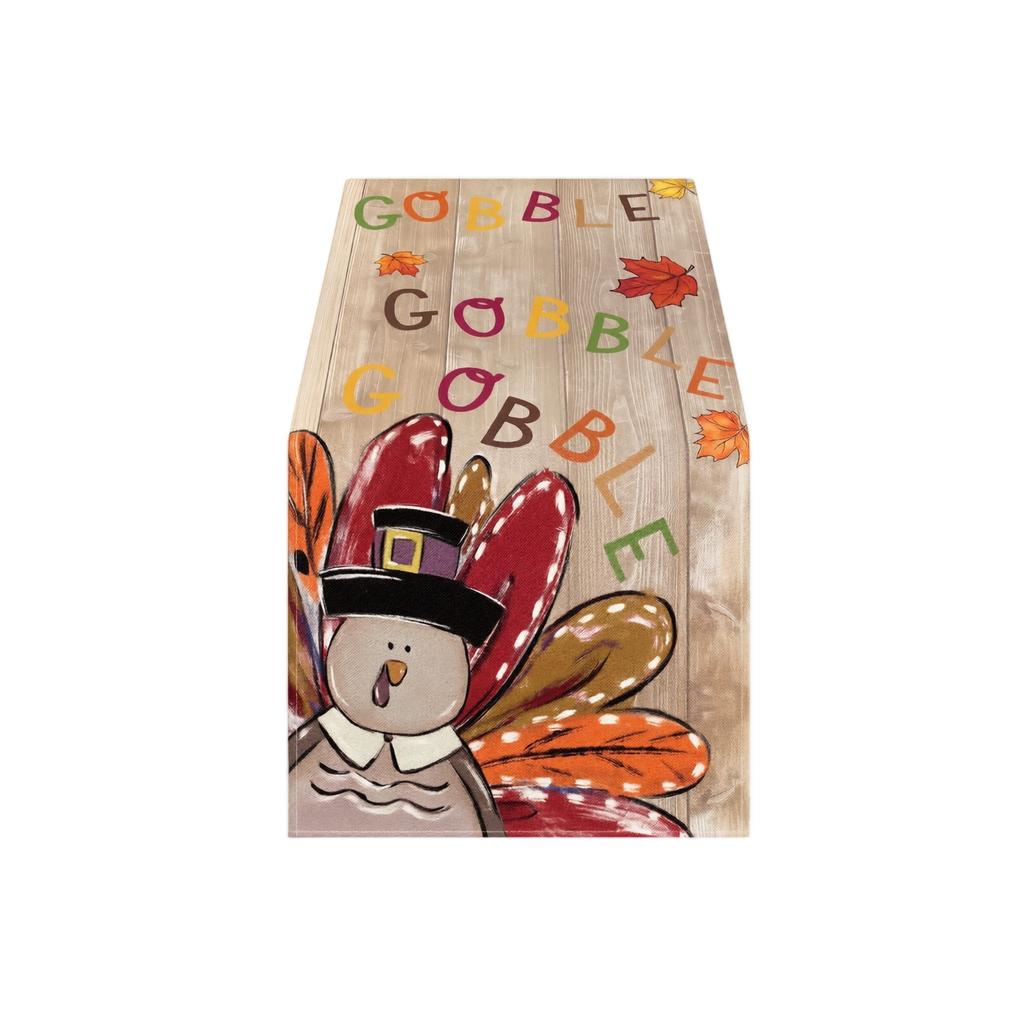 Thanksgiving kalkun bordløber 183x33cm Efterårsblade Mønster Dekorativ dug til ferie Spisestue Køkken Brug