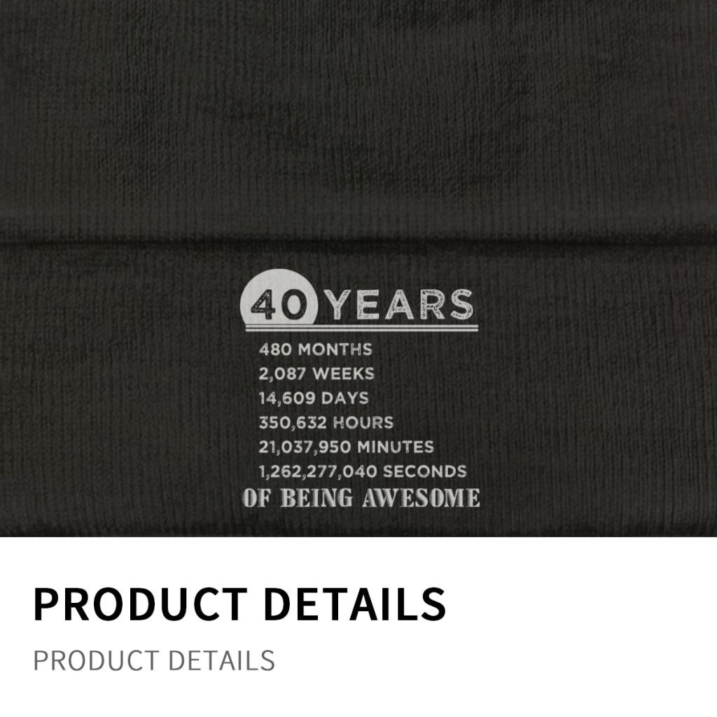 40 Years Old of Being Awesome Knitted Caps Women's Unisex's Skullies Beanies Winter Hats Polyester 40th Birthday Gifts Hip Hop Caps