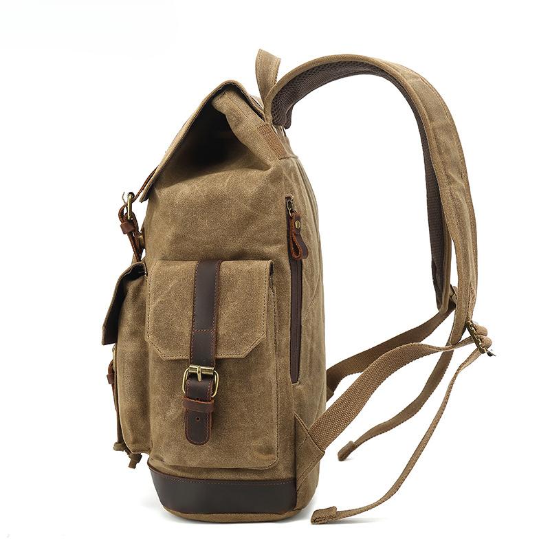 Backpack Retro Shoulder Travel Bag Outdoor Student Satchel Sports Waxed Waterproof Canvas Travel Bag