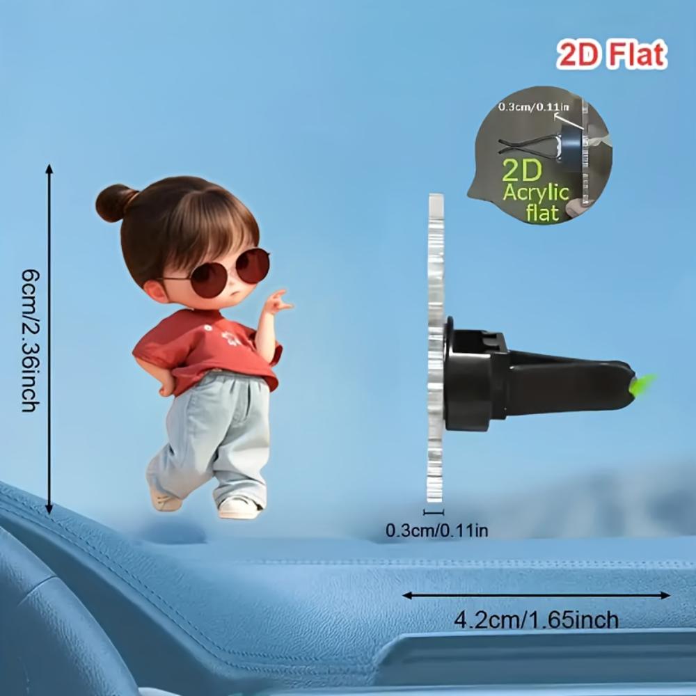2D Flat Dancing Girl Car Vent Clip Decorative Diffuser (fragrance Not Included) Car Decoration, Car Fragrance Diffuser