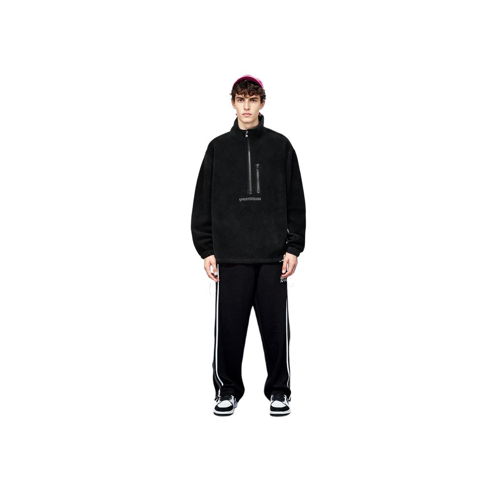 Sprayground Solid Color Stand Collar Drop Shoulder Jacket Men jackets Black W0941107