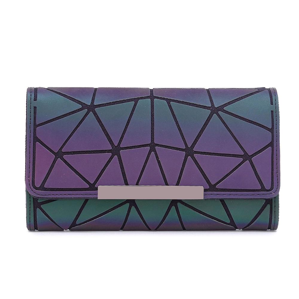 Portafoglio da donna Pochette Borsa lunga da donna Nottilucente Cerniera geometrica Portafoglio luminoso Portafoglio da donna Pochette luminosa