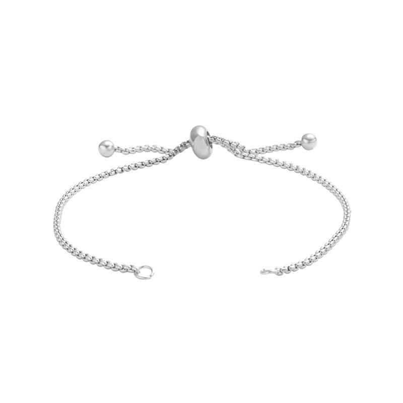 Adjustable DIY Beaded Pearl & Stainless Steel Bolo Chain Bracelet