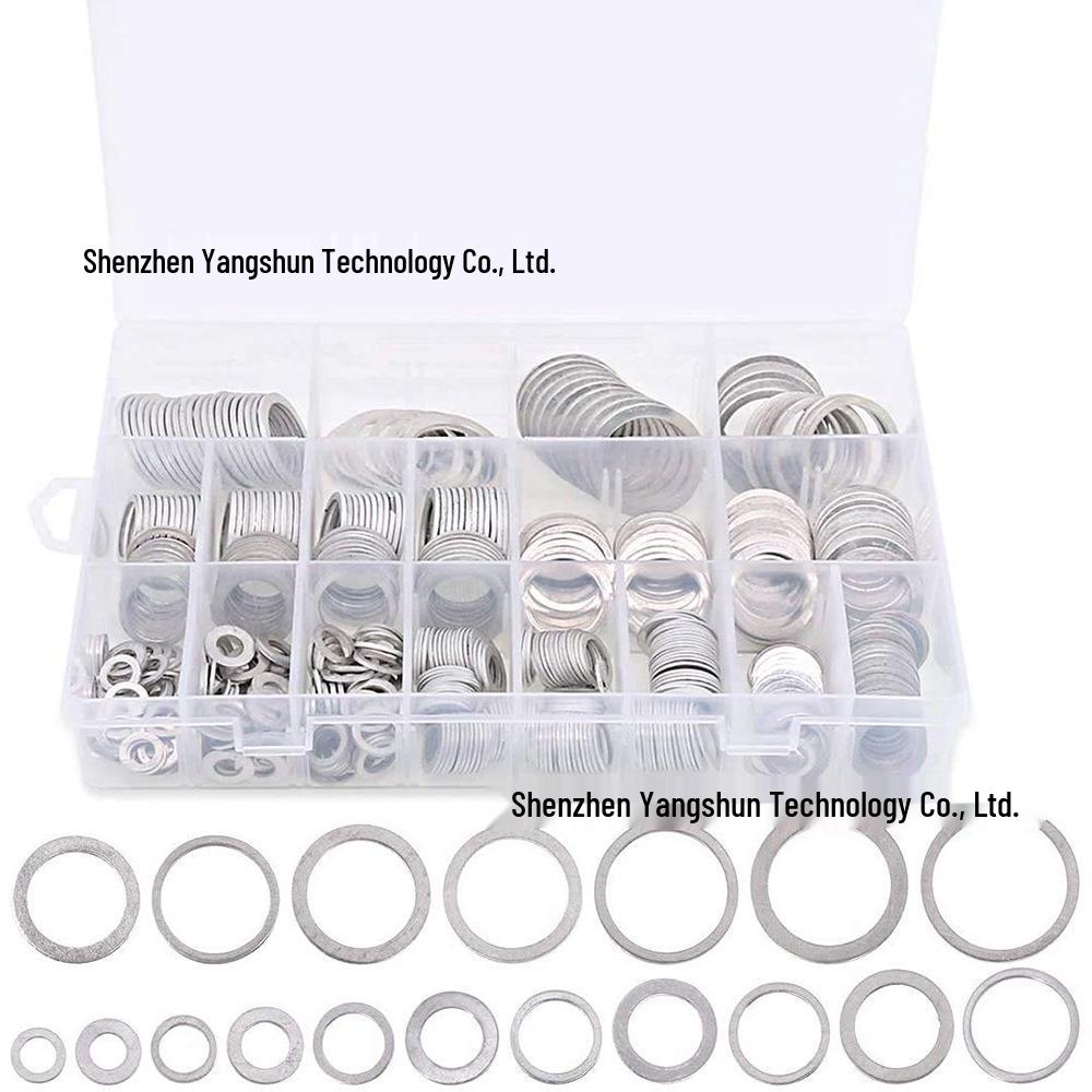450-Piece Aluminum Gasket & Sealing Ring Set: High-Temp Resistant, Spring Washer, M6-M24.