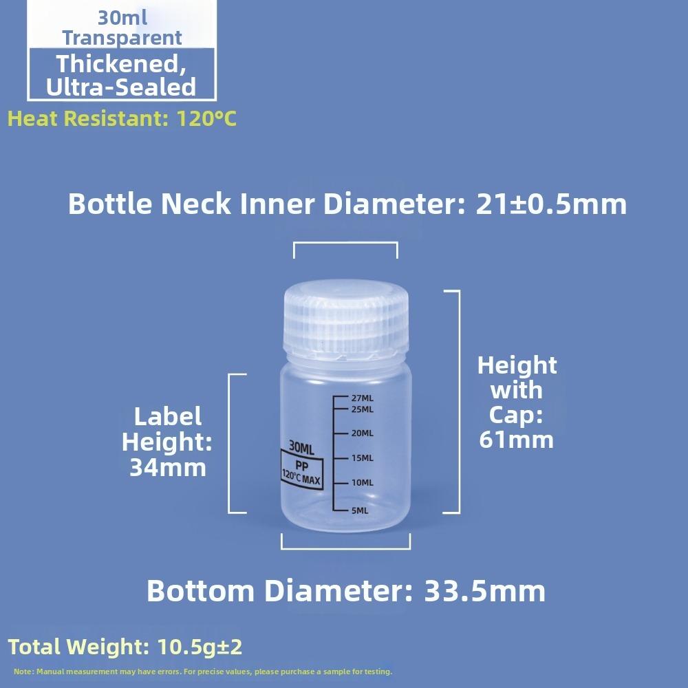 Transparent Laboratory Bottle 30-1000ml Storage Bottle Wide Mouth Reagent Bottle  For Laboratories 1PC 30ml