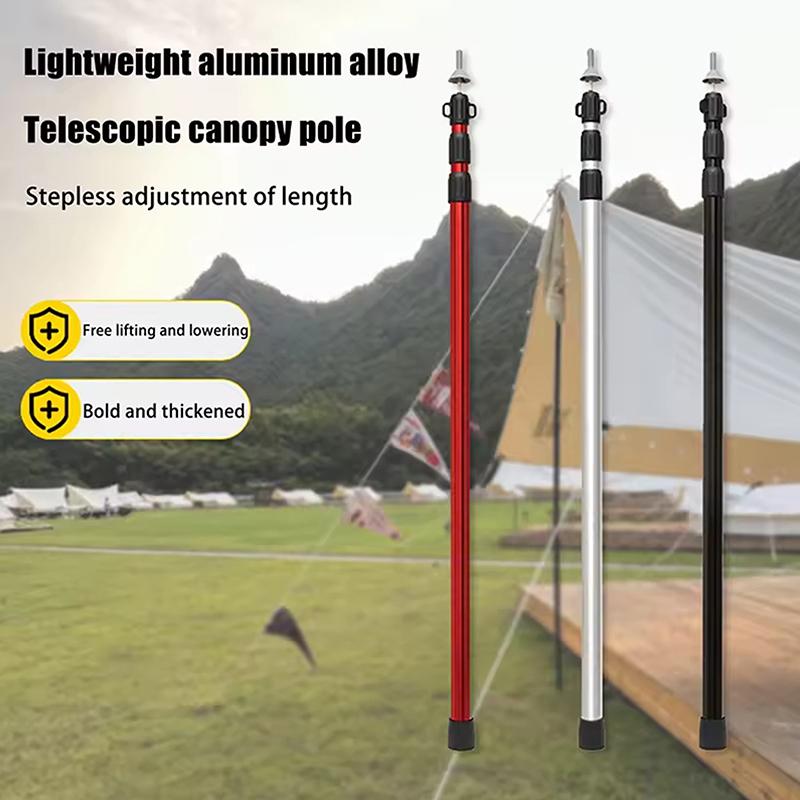 2Pcs Camping Canopy Pole Aluminum Alloy Telescopic Tent Support Foldable Beach Shelter Awning Pole For Outdoor Adjustable