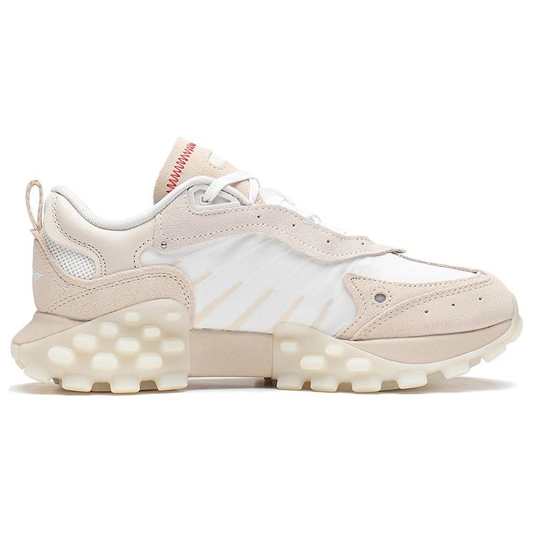 Li Ning Fabric Cushioning Slip Resistant Abrasion Resistant Breathable Low top Casual Shoes Women's White AZGS082-1