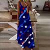 Women's Loose Independence Day Casual Slim V-neck Color Imitation Cotton Fashion Overalls Skirt