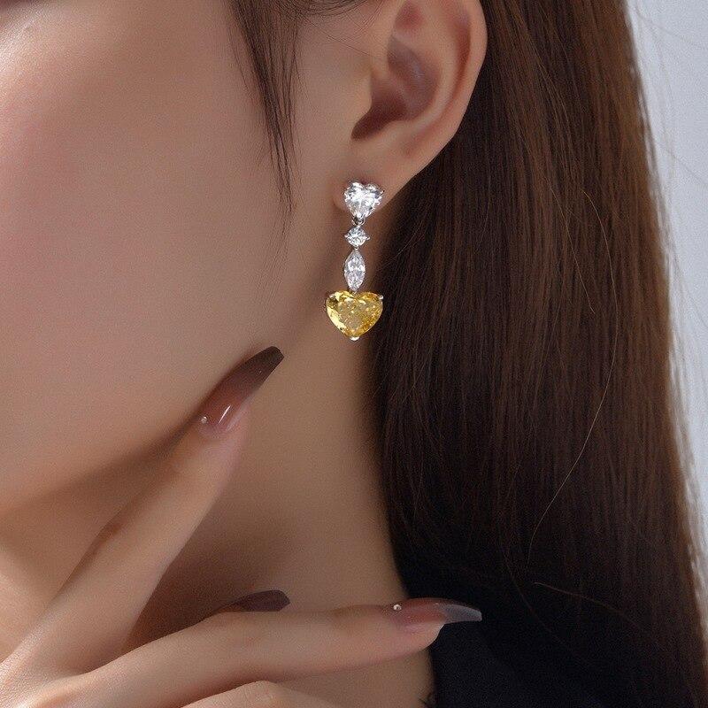Luxury S925 Sterling Silver Drop Earrings For Women Sparkling 10*12mm Diamond Earring Female Jewelry Ladies Diamond Earring Gift