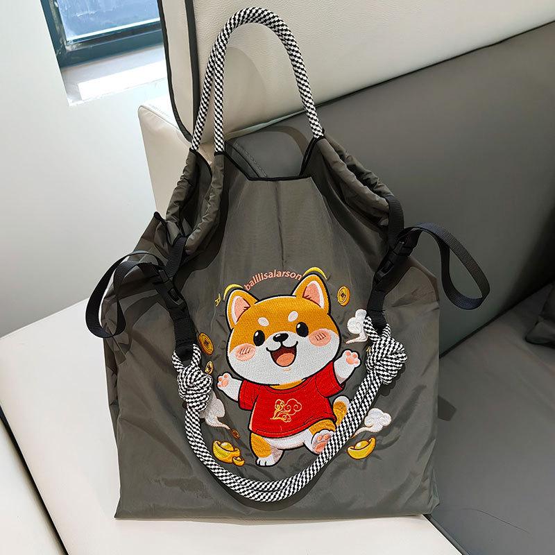 Individuelle große Canvas-Tragetasche mit exquisiter Stickerei - Vielseitige Damen-Nylon-Einkaufstasche