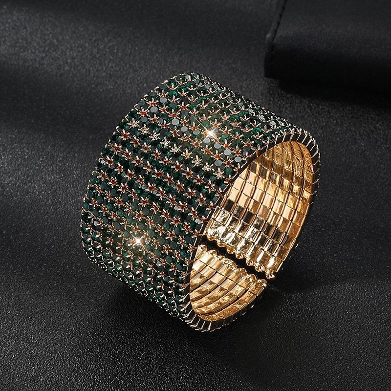 Bridal bracelet gold and silver full diamond bracelet exaggerated crystal rhinestone bracelet elastic bracelet women