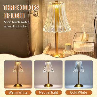 LED Desk Lamp Touch Sensor Desktop Table Lamp Night Light Rechargeable Wireles Reading Lamp Night Light Bedroom Restaurant Hotel