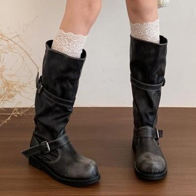 Hohe Stiefel Damen Flats Winterschuhe Designer 2025 Trend Neu Kniehoch Gladiatoren Ritterstiefel Elegant Frau Botas Mujer Zapatos