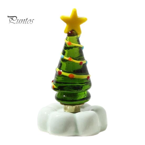 Handcrafted Holiday Table Decor Handmade Glass Christmas Tree Ornament with Star Top And Colorful Bead Details, Unique Gifts for Friends Desktop