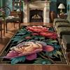 Dark Background Flower  Butterfly Pattern Rug Easy Clean Wear Resistant Carpet Ideal For European Style Home Living Space