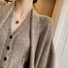Women's Korean Style Knit Cardigan Set: Casual Loose Vest & Wide-Leg Pants Three-Piece for Autumn/Winter.