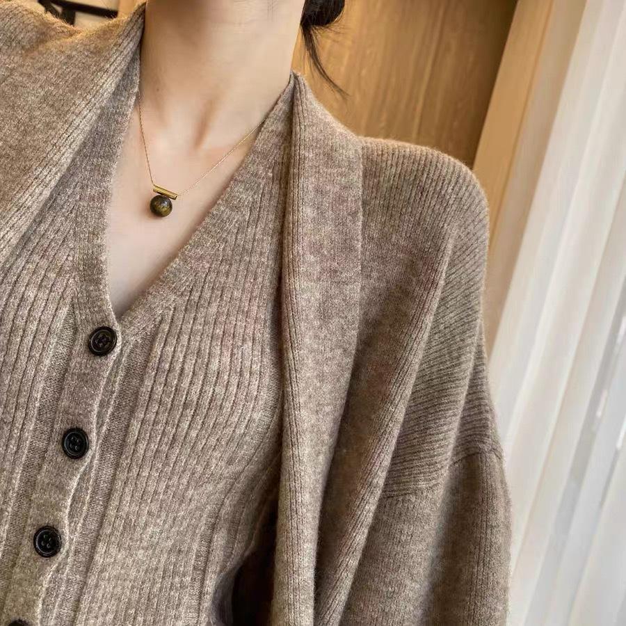 Women's Korean Style Knit Cardigan Set: Casual Loose Vest & Wide-Leg Pants Three-Piece for Autumn/Winter.