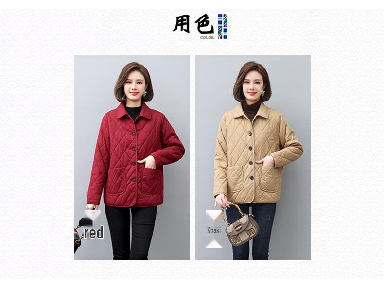 Mamas Neue Mode Leichte Gesteppte Baumwolljacke - Lässig Einfarbig für Mittelalte und Ältere Frauen