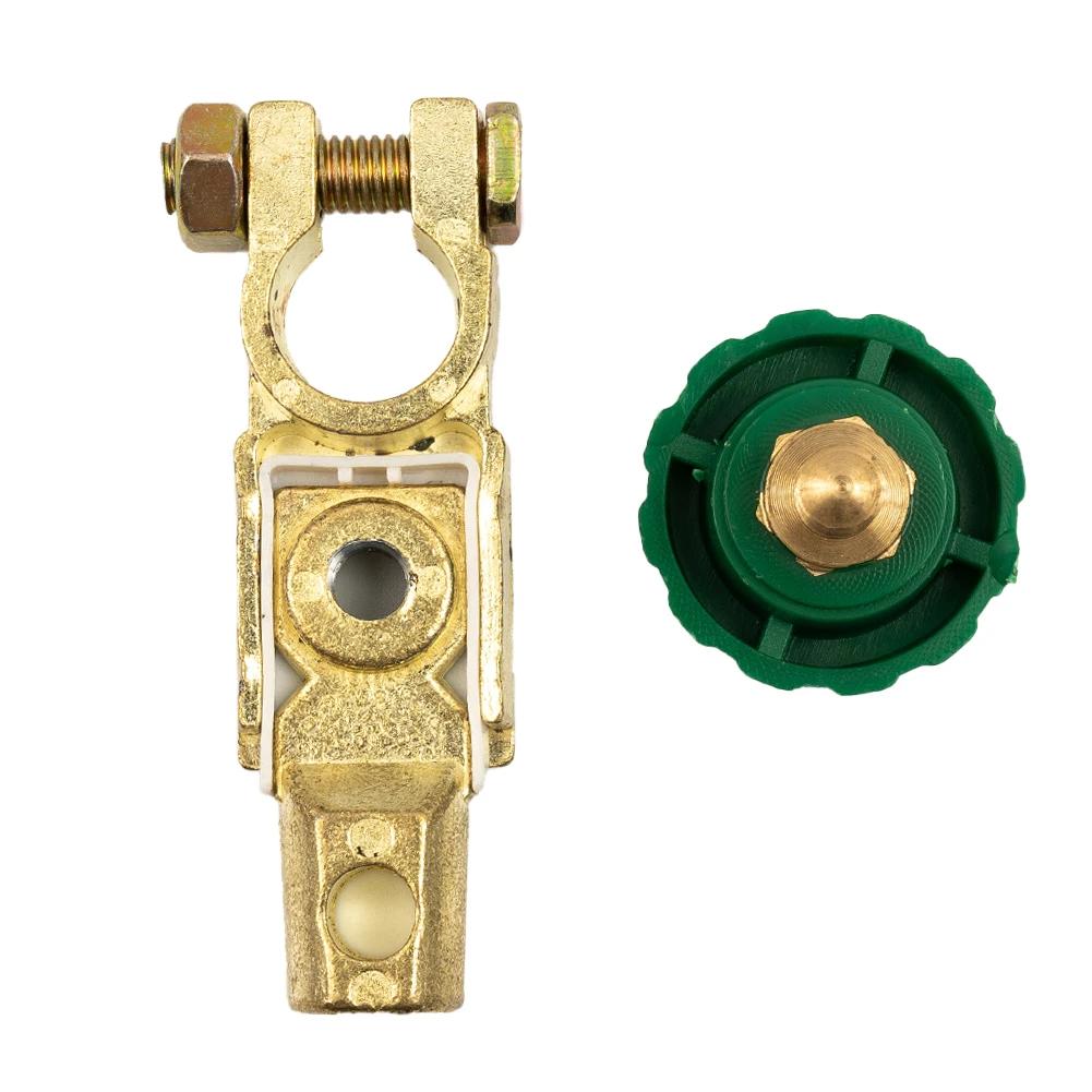 1PCS  Heavy Duty Battery Disconnect Isolator Cut Off Switch 12V 24V Green 17MM   Zinc Alloy Copper Plated + Plastic Knob