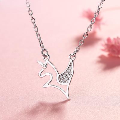 Summer New Product Hollow Unicorn Necklace Mori Small Fresh Pendant Korean Version Fashion Collarbone Chain Women