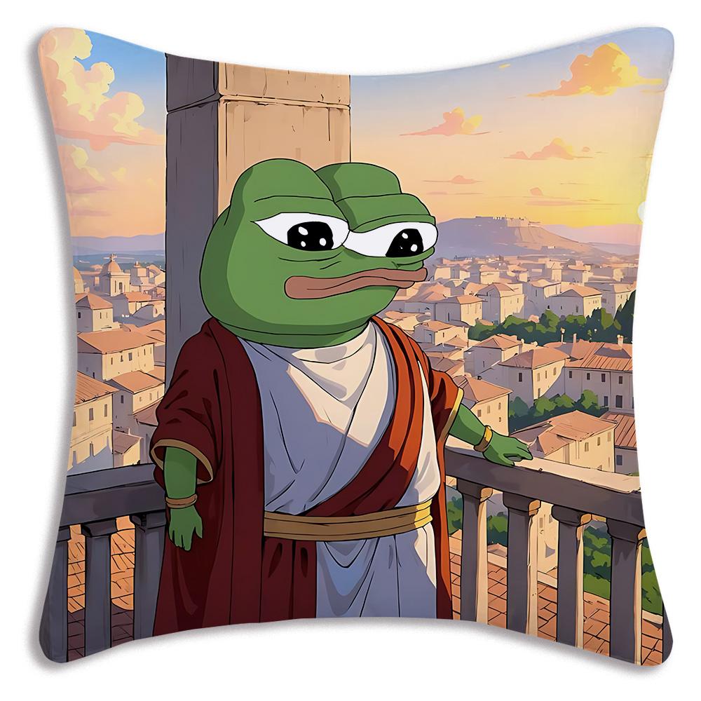 Cartoons fun Sad P-Pepe frog Pillow Covers Cartoon Sofa Decorative Home Double-sided Printing Short Plush Cute Cushion Cover