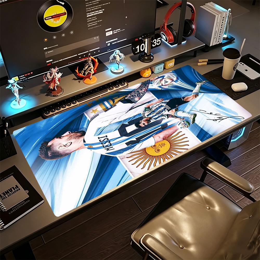 Football Messi Gaming Mouse Pad Keyboard Pad Computer Desk Mat Non-Slip Rubber Bottom Computer Desk Office Decoration Accessory