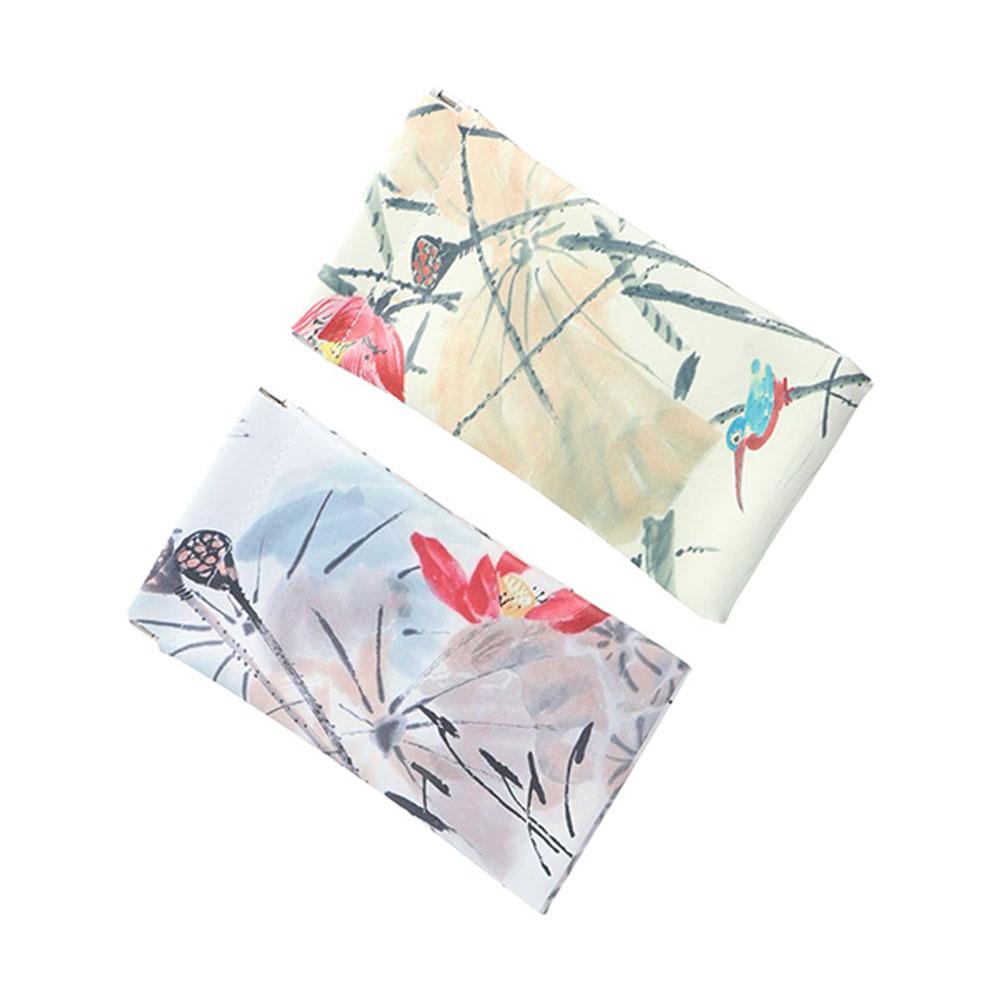 Flower Pu Leather Glasses Case Chinese Ink Painting Lipstick Storage Case  Male