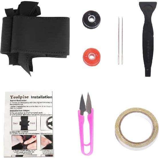 Hand Sewn Steering Wheel Cover Microfiber Leather Stitched on Wrap,Fit for Ford 2015 Expedition/2014 F-150 Tremor/2013 F-150/2010 2011 F-150