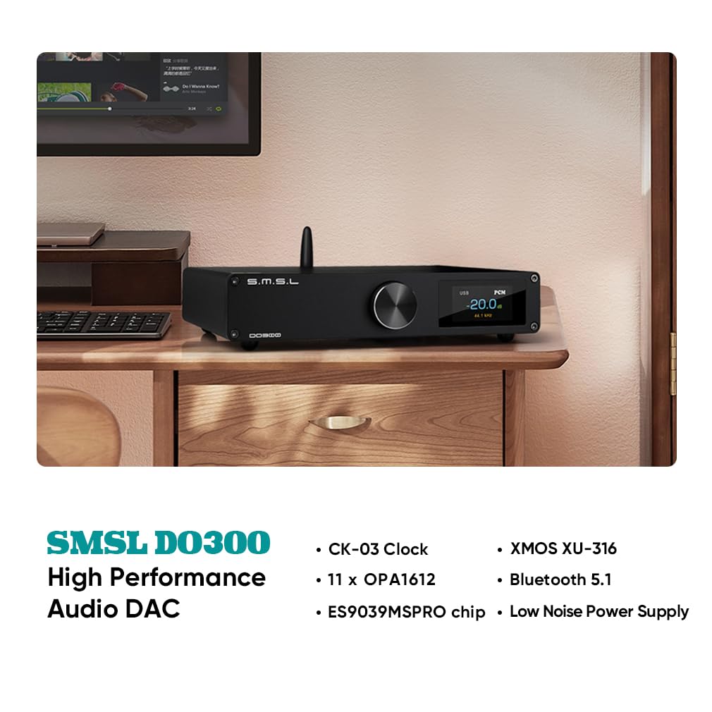 SMSL DO300 MQA DAC ES9039MSPRO XU316 DSD512 Ausgewogene DAC QCC5125 LDAC Eingang Ausgang Digital Konverter PCM32bit/768kHz Bluetooth5.1