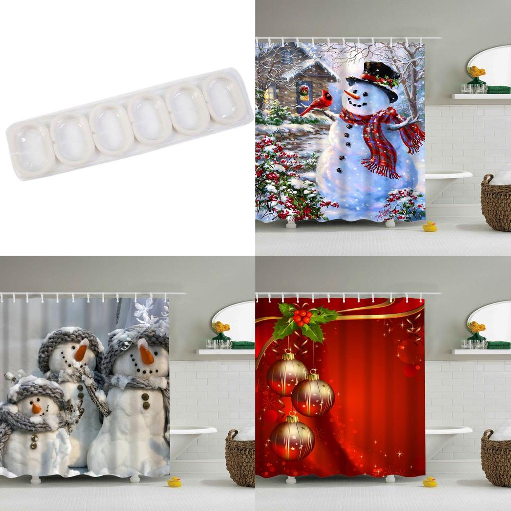 Stunning Christmas Home Shower Curtain In Waterproof Polyester With 12 Hooks For Festive Decor