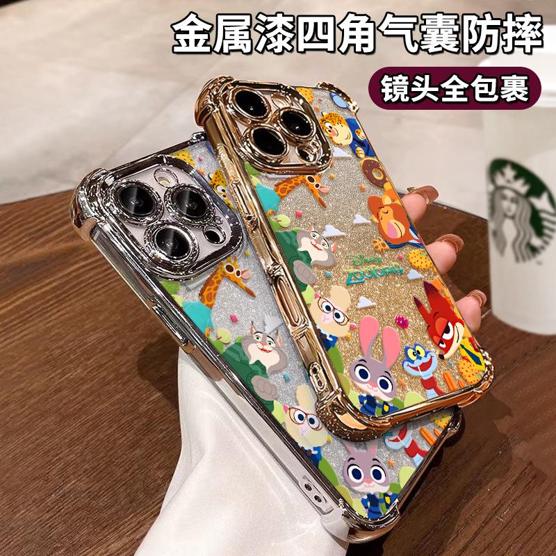 Cute cartoon animals for Apple 17promax mobile phone case iphone15 electroplating anti-drop 16 silicone 14 women