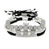 European and American Jewelry Copper Bead Braided Copper Inlaid Zirconium Diamond Ball Crown Elbow Rhombus Geometric Three-piece Bracelet Men