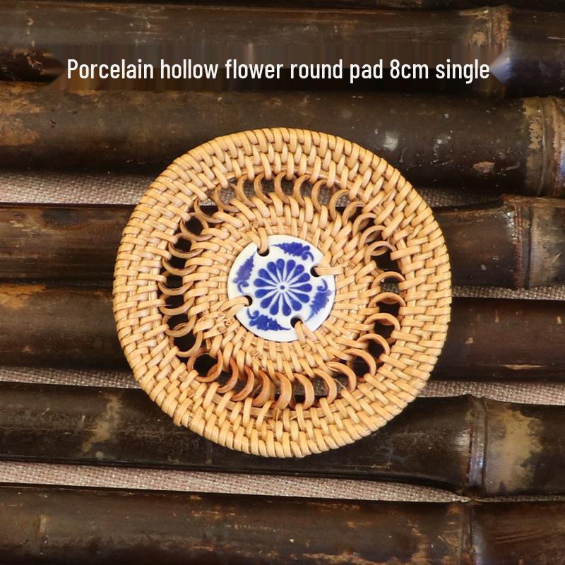 Hand-Woven Rattan Coaster & Non-Slip Table Mat Set: Heat-Resistant Placemats for Water Cups, Teapots, Bowls, Plates & Dining Tables.