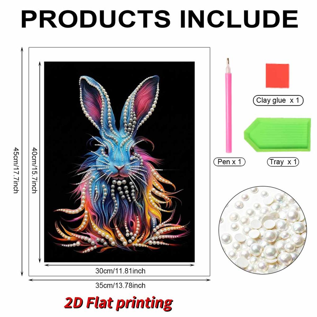 DIY Pearl Painting Set Rabbit Pattern Home Decoration Handmade Sticky Diamond Creative Canvas Pearl Art Painting Crafts Perfect Gift